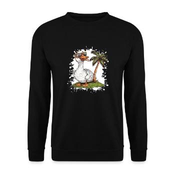 Gans Insel Palme - Unisex Pullover - Schwarz - Vorne - Alina (178cm) & Michal (187cm)