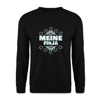Geschenk für Finja - Unisex Pullover - Schwarz - Vorne - Alina (178cm) & Michal (187cm)
