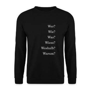 Wer wie was wieso weshalb warum - Unisex Pullover - Schwarz - Vorne - Alina (178cm) & Michal (187cm)
