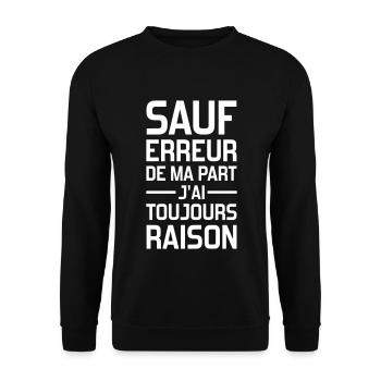 sauf erreur de ma part j'ai toujours raison - Unisex Pullover - Schwarz - Vorne - Alina (178cm) & Michal (187cm)
