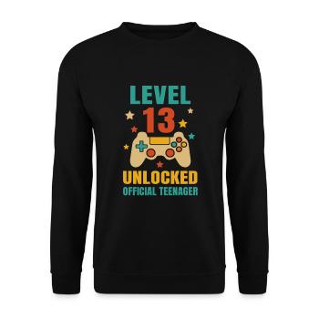 13. Geburtstag - Unisex Pullover - Schwarz - Vorne - Alina (178cm) & Michal (187cm)