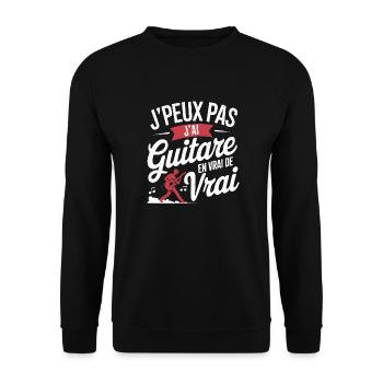 Ich kann keine richtige Gitarre haben - Unisex Pullover - Schwarz - Vorne - Alina (178cm) & Michal (187cm)