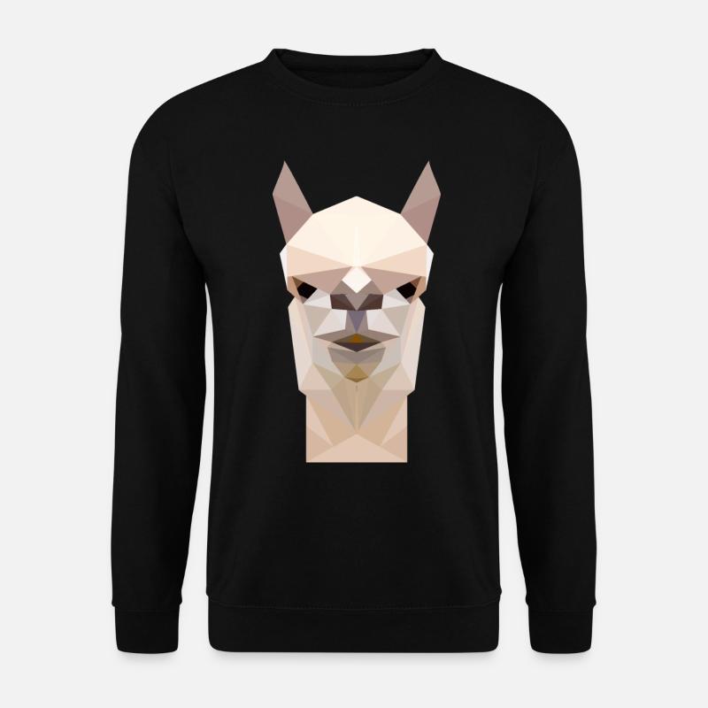 Lama Alpaka Gesicht- polygonal 3d Geschenk - Unisex Pullover - Schwarz