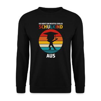Schulkind Anfang Schulstart Geschenk - Unisex Pullover - Schwarz - Vorne - Alina (178cm) & Michal (187cm)