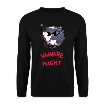 Für Comic Fans - "Vampire Saves the Night" - Unisex Pullover - Schwarz - Vorne - Alina (178cm) & Michal (187cm)