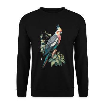 Nymphensittich für einen Nymphensittich Besitzer - Unisex Pullover - Schwarz - Vorne - Alina (178cm) & Michal (187cm)