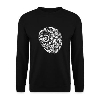 Authentische Maori Tattoo Kunst Tinteneinblick - Unisex Pullover - Schwarz - Vorne - Alina (178cm) & Michal (187cm)