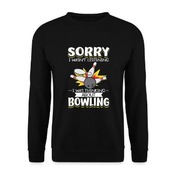 Bowling Im Kopf – Kegelabend Humor - Unisex Pullover - Schwarz - Vorne - Alina (178cm) & Michal (187cm)