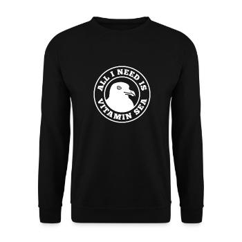Vitamin Sea Wortspiel Norddeutschland Spruch - Unisex Pullover - Schwarz - Vorne - Alina (178cm) & Michal (187cm)