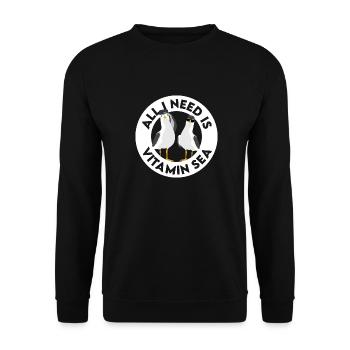 Tout ce dont j'ai besoin, c'est de la vitamine Mer du nord de l'Allemagne Möwe - Sweat-shirt Unisexe - noir - Devant - Alina (178cm) & Michal (187cm)