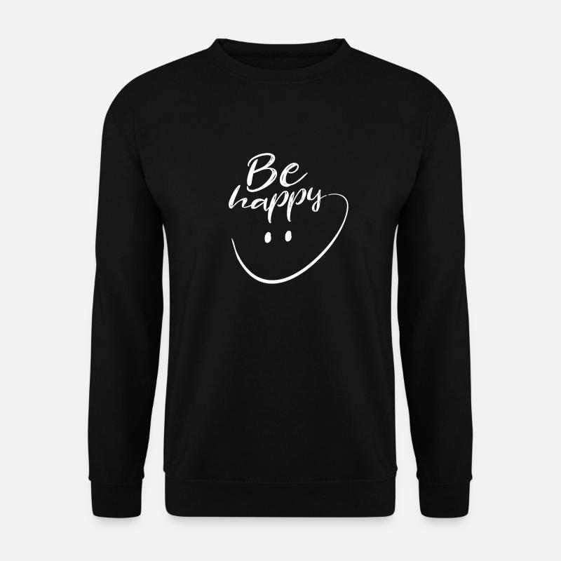 Sei glücklich mit Hand gezeichneten Lächeln - Unisex Pullover - Schwarz