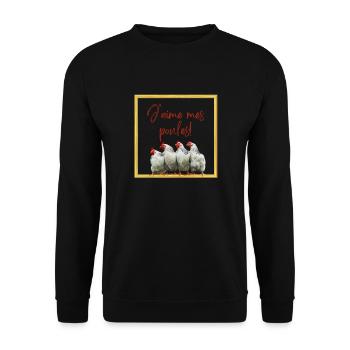 J'aime mes poules - Design Thème Poule - Sweat-shirt Unisexe - noir - Devant - Alina (178cm) & Michal (187cm)