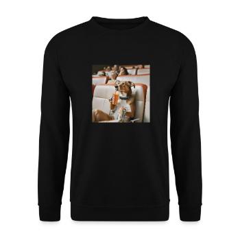 Hund im Kino - Unisex Pullover - Schwarz - Vorne - Alina (178cm) & Michal (187cm)
