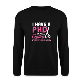 J'ai un doctorat en chemise à coudre - Sweat-shirt Unisexe - noir - Devant - Alina (178cm) & Michal (187cm)