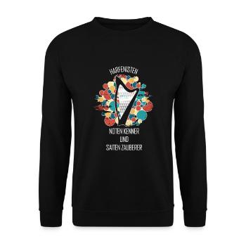 Harfe Geschenk Musikinstrument Musiker Zupfen - Unisex Pullover - Schwarz - Vorne - Alina (178cm) & Michal (187cm)