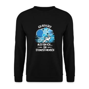 Vintage Bouldern Boulderer Klettern Kletterer - Unisex Pullover - Schwarz - Vorne - Alina (178cm) & Michal (187cm)