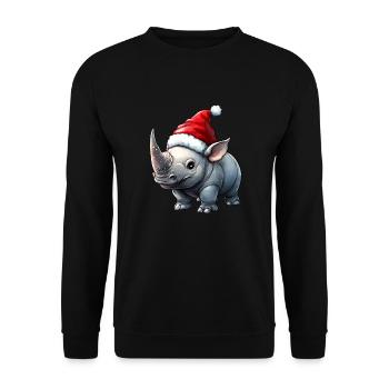 Rhinocéros Noël / Père Noël Rhinocéros - Sweat-shirt Unisexe - noir - Devant - Alina (178cm) & Michal (187cm)