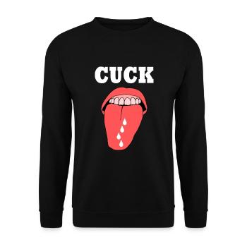 cuckold cuck tongue - Unisex Sweatshirt - black - Front - Alina (178cm) & Michal (187cm)