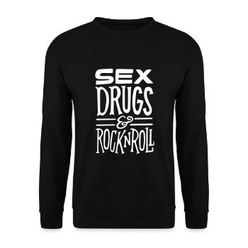 Sex Drugs and Rock n Roll - Unisex Pullover - Schwarz - Vorne - Alina (178cm) & Michal (187cm)