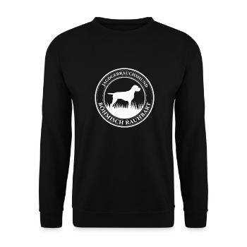 Böhmisch Rauhbart Jagdgebrauchshund Jagdhunde - Unisex Pullover - Schwarz - Vorne - Alina (178cm) & Michal (187cm)