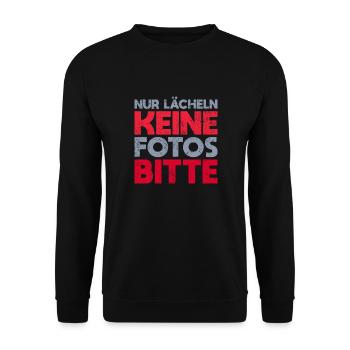 Nur Lächeln, Keine Fotos Bitte - Unisex Pullover - Schwarz - Vorne - Alina (178cm) & Michal (187cm)
