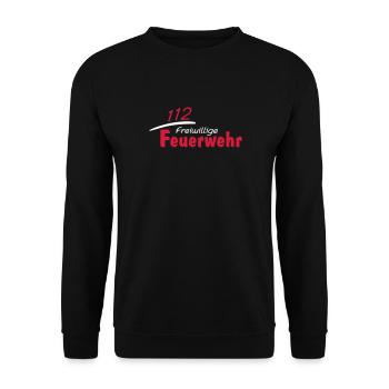 112 Freiwillige Feuerwehr Feuerwehrmann T-Shirt - Unisex Pullover - Schwarz - Vorne - Alina (178cm) & Michal (187cm)