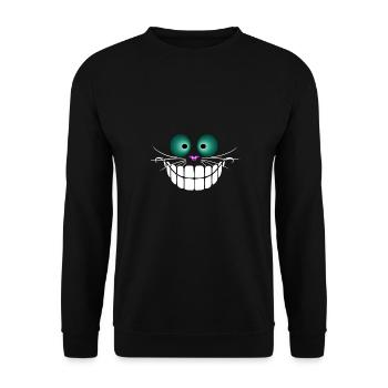 Funny Grinning Cat Cat Face Halloween - Unisex Sweatshirt - black - Front - Alina (178cm) & Michal (187cm)
