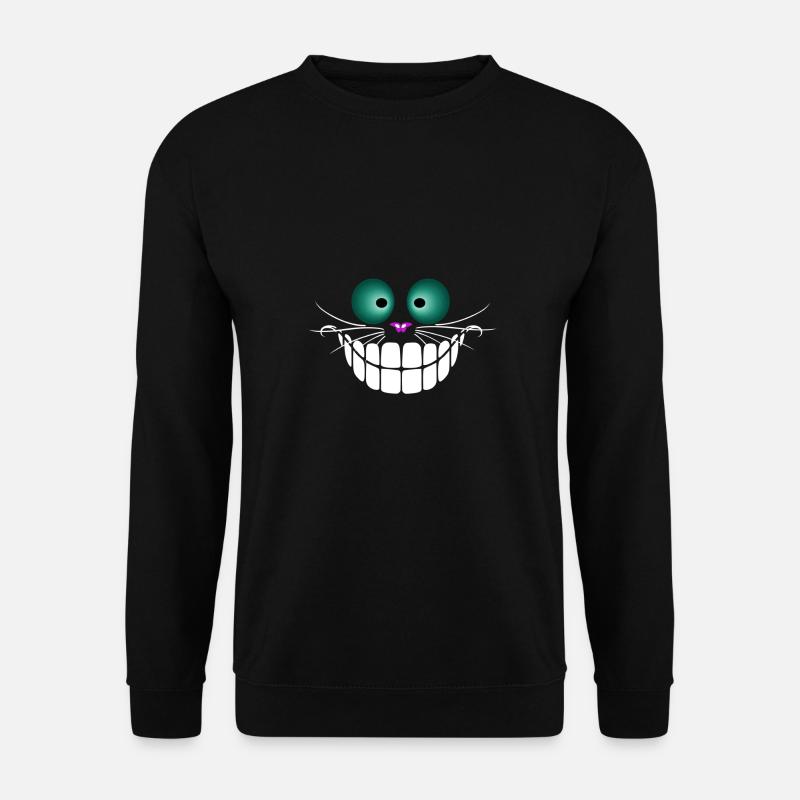 Lustiges Grinsekatzen Katzengesicht Halloween - Unisex Pullover - Schwarz
