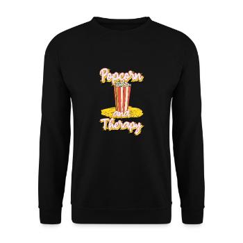 Popcorn And Therapy Movie Fan Movie Lovers - Unisex Sweatshirt - black - Front - Alina (178cm) & Michal (187cm)