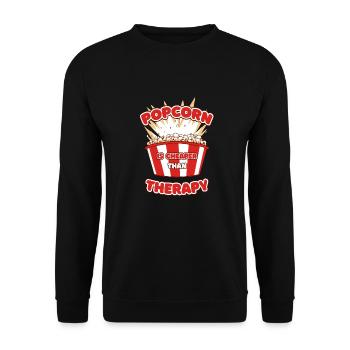 Popcorn Is Cheaper Than Therapy Kinofan - Unisex Pullover - Schwarz - Vorne - Alina (178cm) & Michal (187cm)