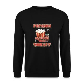 Popcorn Is Cheaper Than Therapy Kinofan - Unisex Pullover - Schwarz - Vorne - Alina (178cm) & Michal (187cm)