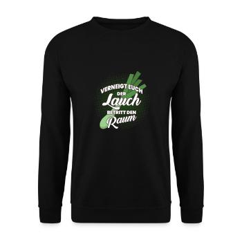 Verneigt Euch Der Lauch Betritt Den Raum - Unisex Pullover - Schwarz - Vorne - Alina (178cm) & Michal (187cm)