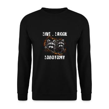 Live Laugh Lobotomy Retro Opossum Lover - Unisex Sweatshirt - black - Front - Alina (178cm) & Michal (187cm)