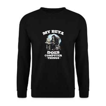 Mein Beta macht Computerdinge Programmierer - Unisex Pullover - Schwarz - Vorne - Alina (178cm) & Michal (187cm)