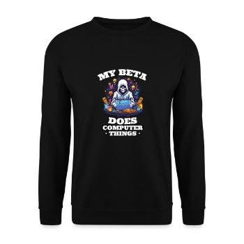 Mein Beta macht Computerdinge Programmierer - Unisex Pullover - Schwarz - Vorne - Alina (178cm) & Michal (187cm)