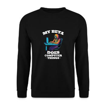 Mein Beta macht Computerdinge Programmierer - Unisex Pullover - Schwarz - Vorne - Alina (178cm) & Michal (187cm)