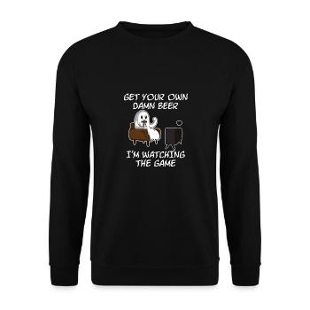 Hol dir dein eigenes verdammtes Bier, ich sehe mir - Unisex Pullover - Schwarz - Vorne - Alina (178cm) & Michal (187cm)