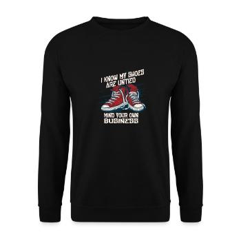 I know my shoes are open, but - Unisex Sweatshirt - black - Front - Alina (178cm) & Michal (187cm)