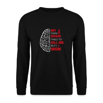 Mein eigenes Gehirn hat versucht, mich zu töten, - Unisex Pullover - Schwarz - Vorne - Alina (178cm) & Michal (187cm)