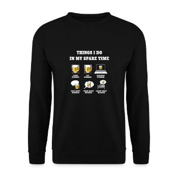 Bourbon Dinge, die ich in meiner Freizeit mache - Unisex Pullover - Schwarz - Vorne - Alina (178cm) & Michal (187cm)