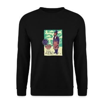 Grill Master USA Flagge Abraham Lincoln Barbeque - Unisex Pullover - Schwarz - Vorne - Alina (178cm) & Michal (187cm)