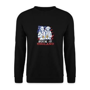 Suck-It England Funny July 4 George Washington - Unisex Sweatshirt - black - Front - Alina (178cm) & Michal (187cm)