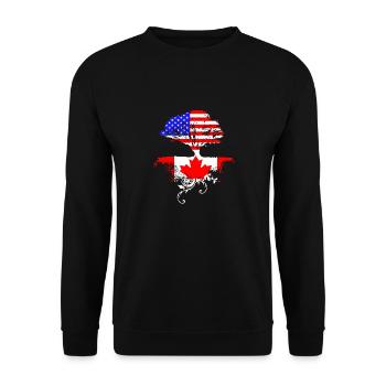 Canadian Roots American Grown Canada Flag - Unisex Pullover - Schwarz - Vorne - Alina (178cm) & Michal (187cm)