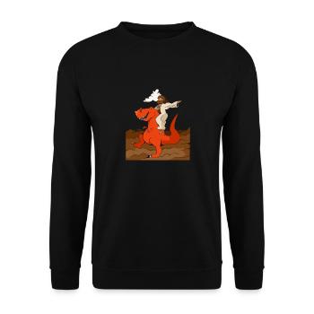 Cool Jesus Rides Dinosaur Funnier - Unisex Sweatshirt - black - Front - Alina (178cm) & Michal (187cm)