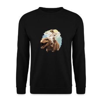 Cool Jesus Rides Dinosaur Funnier - Unisex Sweatshirt - black - Front - Alina (178cm) & Michal (187cm)