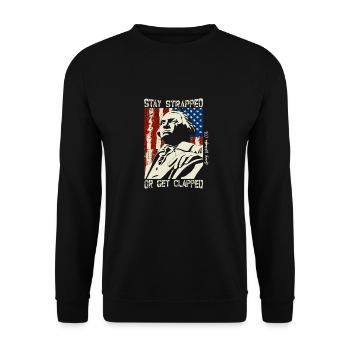 Buckle up or get clapped George - Unisex Sweatshirt - black - Front - Alina (178cm) & Michal (187cm)
