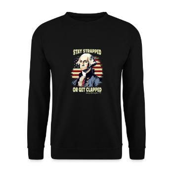 Buckle up or get clapped George - Unisex Sweatshirt - black - Front - Alina (178cm) & Michal (187cm)