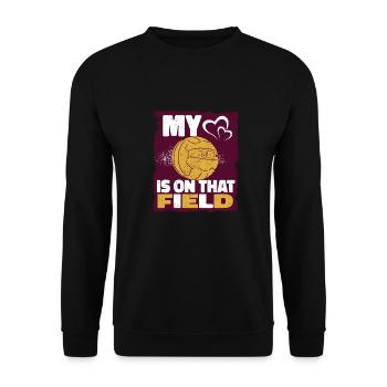 Mein Herz Ist Auf Dem Fußballplatz Fußball-Vibes - Unisex Pullover - Schwarz - Vorne - Alina (178cm) & Michal (187cm)