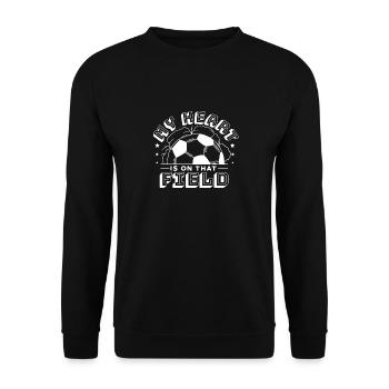 Mein Herz Ist Auf Dem Fußballplatz Fußball-Vibes - Unisex Pullover - Schwarz - Vorne - Alina (178cm) & Michal (187cm)