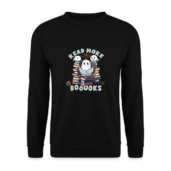 Groovy Read More Books Ghost Cute Funny - Unisex Sweatshirt - black - Front - Alina (178cm) & Michal (187cm)